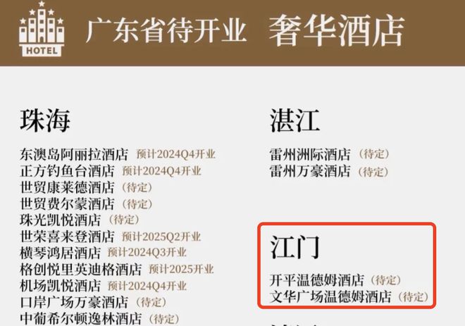 雷火竞技官网猛超10家高端酒店抢滩江门希尔顿万豪温德姆都来了(图7)